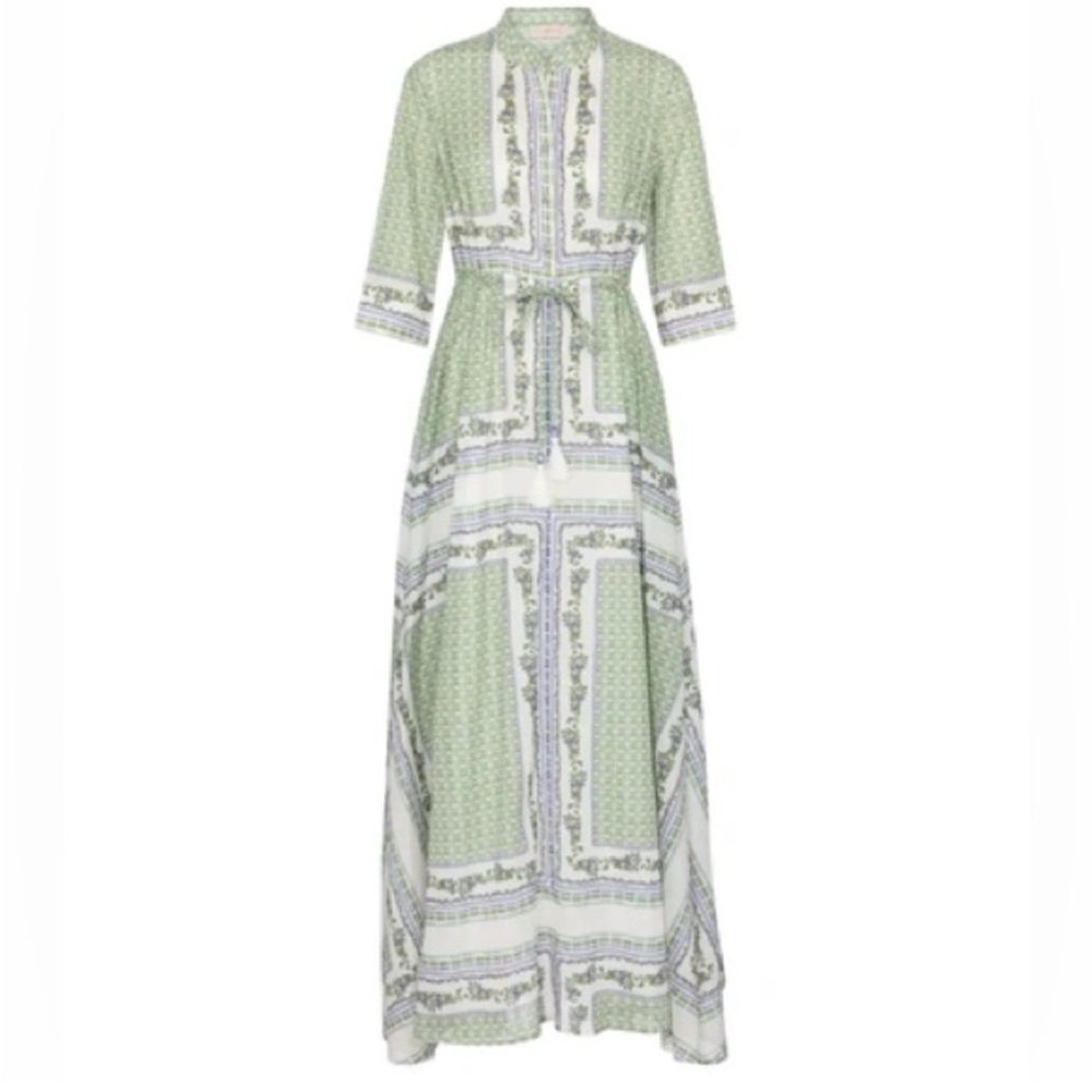Tory Burch Women's Dress Maxi Garden Floral Shortsleeved Cotton Resort Comfy XS